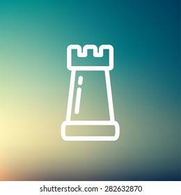 Chess rook icon thin line for web and mobile, modern minimalistic flat design. Vector white icon on gradient mesh background.