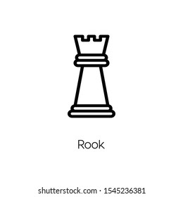 Chess rook icon vector. Chess piece symbol. Linear style sign for mobile concept and web design. Rook symbol illustration. Pixel vector graphics - Vector.