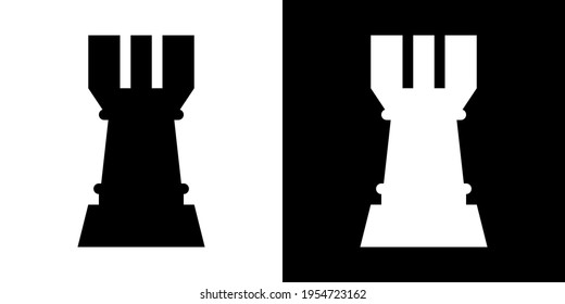 Chess Rook. Icon in White and Black Version.