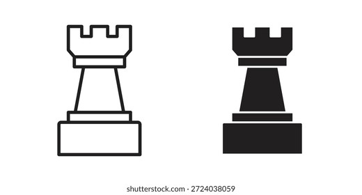 Ícones da torre de xadrez, Vetor de linha. conjunto de símbolos sólidos