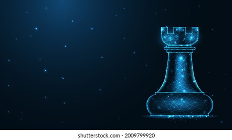 Chess rook line connection. Low poly wireframe design. Abstract geometric background. vector illustration.