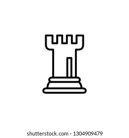 Chess Rook Line Icon In Flat Style Vector For Apps, UI, Websites. Black Icon Vector Illustration.