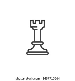 Chess rook line icon. linear style sign for mobile concept and web design. Rook chess figure outline vector icon. Symbol, logo illustration. Vector graphics