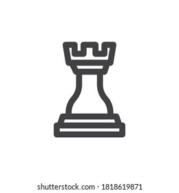 Chess rook line icon. linear style sign for mobile concept and web design. Chess strategy outline vector icon. Symbol, logo illustration. Vector graphics