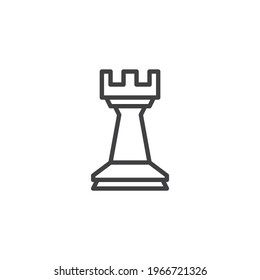 Chess rook line icon. linear style sign for mobile concept and web design. Chess piece outline vector icon. Symbol, logo illustration. Vector graphics