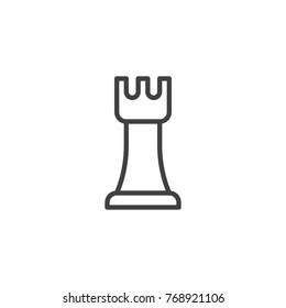 Chess rook line icon, outline vector sign, linear style pictogram isolated on white. Strategy chess piece symbol, logo illustration. Editable stroke
