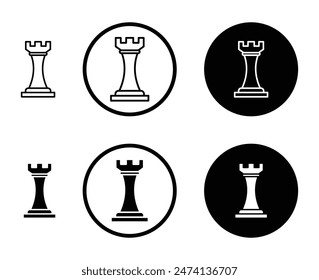 Chess rook line icon set. chess elephant piece line icon suitable for apps and websites UI designs.