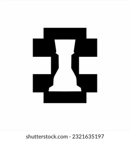 Chess rook logo design with abstract geometric letter C concept.