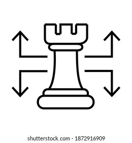 Chess Rook moves strategy line icon