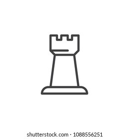 Chess rook outline icon. linear style sign for mobile concept and web design. Chess piece simple line vector icon. Symbol, logo illustration. Pixel perfect vector graphics