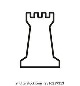 Chess rook outline icon. linear style sign for mobile concept and web design. Chess piece simple line vector icon. Symbol illustration.