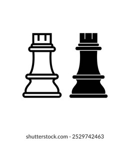 Chess rook outline icon, chess rook simple logo vector icon. Symbol illustration