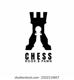 Chess rook and pawn logo design.