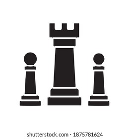 Chess Rook and pawns game glyph icon