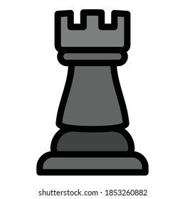 Chess rook piece icon. Outline chess rook piece vector icon for web design isolated on white background