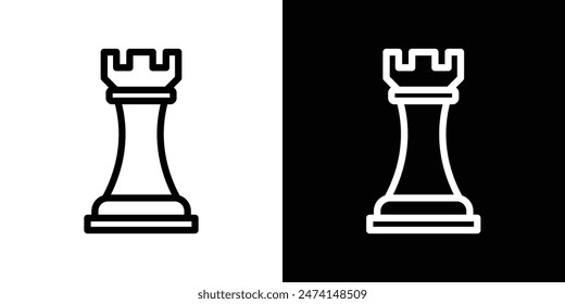 Chess Rook Piece Icon Set. Symbol of a Chess Tower.