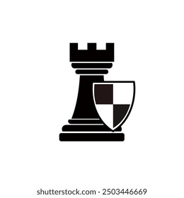 chess rook, protection - vector icon