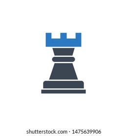 Chess Rook related vector glyph icon. Isolated on white background. Vector illustration.