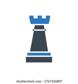 Chess Rook Related Vector Glyph Icon. Isolated on White Background. Vector Illustration.