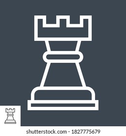 Chess Rook Related Vector Thin Line Icon. Isolated on Black Background. Editable Stroke. Vector Illustration.