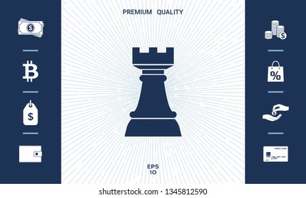 Chess Rook. Strategy icon. Graphic elements for your design