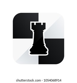 Chess rook vector icon isolated on white background