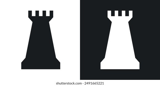 Chess rook vector icon set in solid style.