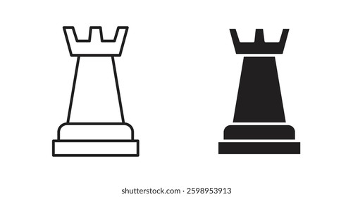 Chess rook vector line icon illustration collection.