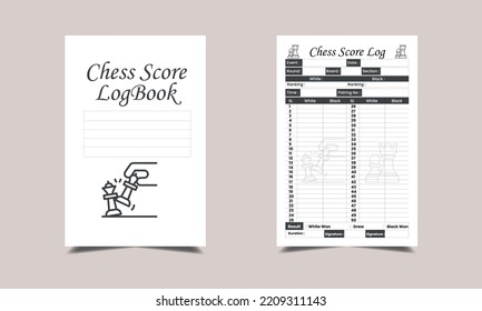 Chess Score log book KDP Interior design. Printable logbook