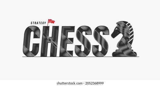Chess scribble text design background, chess lettering typography, Board game competition concept