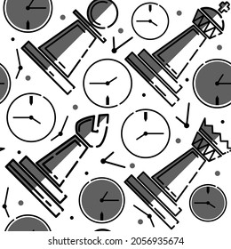 Chess seamless pattern black white and grey. White background
