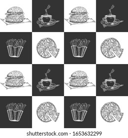 chess seamless pattern instant food. vector illustration