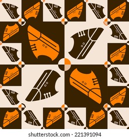 The chess seamless pattern with modern shoes, vector background