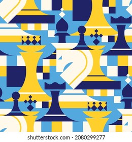 Chess seamless vector pattern. Abstract geometric style.