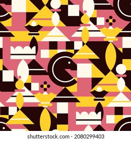 Chess seamless vector pattern. Abstract geometric style.