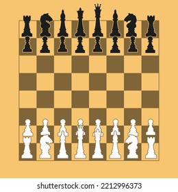 Chess set. Chessboard and chess pieces.