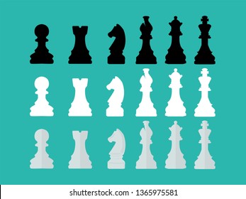 Chess set icons Board game.isolated on background.