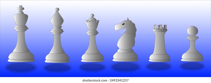 Chess. A set of chess pieces. Shadows from the pieces. Coloured background. Vector Illustration EPS10.