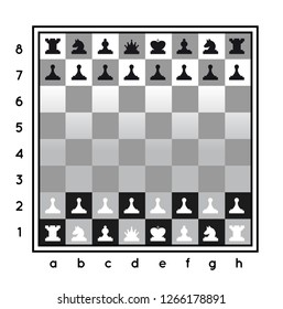 Chess set vector illustration on white background with a chessboard