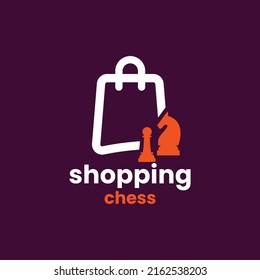 Chess with Shopping logo design vector graphic symbol icon sign illustration creative idea