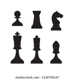 Chess silhouette. Black and white chess icons 