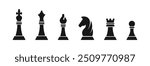 Chess silhouettes. Chess icons set. Chess vector icons. Chess figures. Chessboard