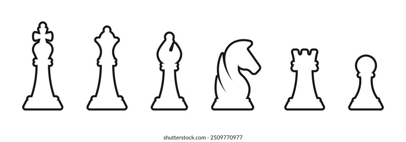 Chess silhouettes. Chess icons set.  Chess vector icons. Chess figures. Chessboard