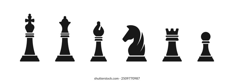 Chess silhouettes. Chess icons set. Chess vector icons. Chess figures. Chessboard