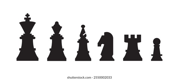 Chess silhouettes. Chess icons set. Chess vector icons. Chess figures. Chessboard