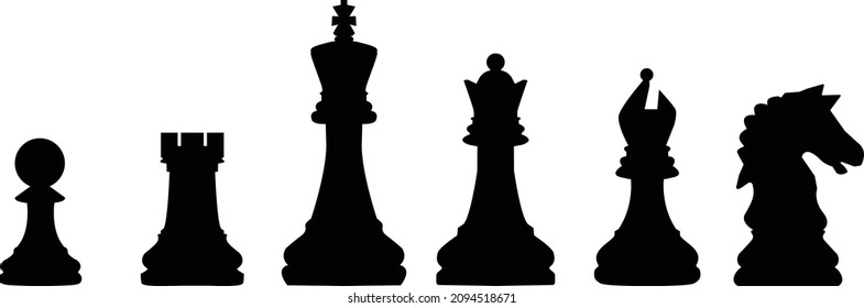 Chess simple icons collection on white background. Chess pieces sign. Chess game symbol. flat style. 