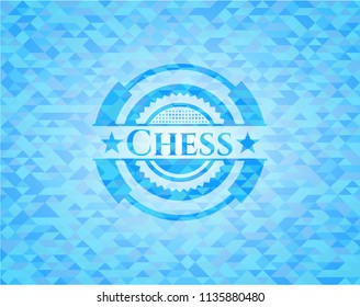 Chess sky blue emblem with mosaic background