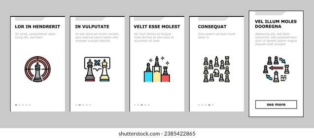 Chess Smart Strategy Game Figure onboarding mobile vector. King And Queen, Rook And Pawn, Elephant And Horse For Playing Chess