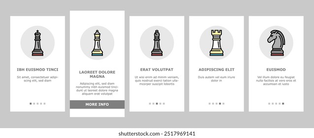 Chess Smart Strategy Game Figure onboarding mobile vector. King And Queen, Rook And Pawn, Elephant And Horse For Playing Chess. Players Playing Together On Competition Success Achievement