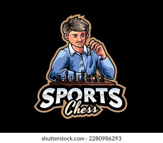 Chess Sport Mascot Logo Design. Chess Master, Brainy and Strategic, Logo for chess sports, showing intelligence and strategy